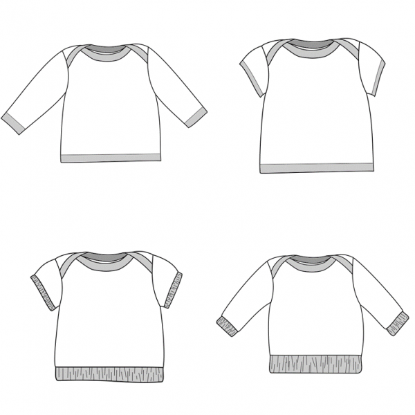 JULAWI Baby-Shirt eBook Schnittmuster Skizze Zeichnung